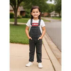 Levi's Girl's 16 Skyler Black Girlfriend Overalls Denim Jumpsuit Slim Leg O5-5
